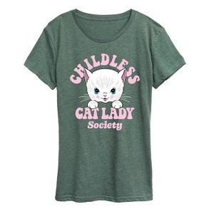 Women's - Instant Message - Childless Cat Lady Society Short Sleeve Graphic T-Shirt - 1 of 4