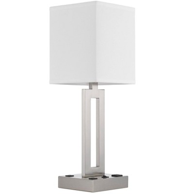 Sarnia Adjustable Brushed Steel Desk Lamp with White Fabric Shade