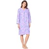 Casual Nights Women's Floral Snap Front Flannel Duster Long Sleeve Lounger Dress - 3 of 4