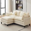 112" L-Shaped Sofa, Modular Sectional Sofa, Comfy Deep Seat Convertible Couch with Ottoman, Modern Minimalist Chenille Couch for Living Room - 3 of 4