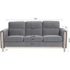 Acekool Modern Upholstered 3-Seater Sofa, Loveseat with Side Pocket, Wood Frame, for Living Room, Bedroom, Office, Gray - 3 of 4