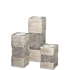Creative Scents Dublin 3 Pcs Tea Light Candle Holder Set - Silver - 1 of 4