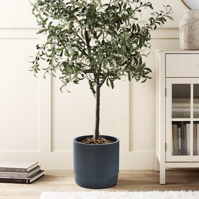 Modern Gray 17'' MgO Outdoor Round Planter with Drainage Hole