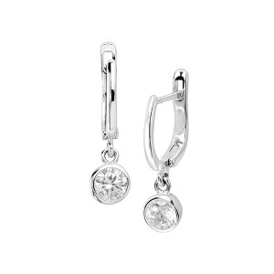 Silpada 'In the Loop' Huggie Hoop Earrings with Cubic Zirconias in Sterling Silver - 1 of 4