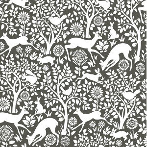 NuWallpaper Merriment Peel and Stick Wallpaper Charcoal: Removable Vinyl, Self-Adhesive, 28.2 Sq Ft Coverage, Jungalow Style - 1 of 4