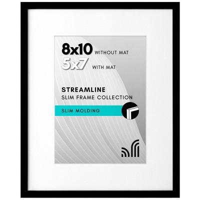 Americanflat Thin Picture Frame in Black with Shatter Resistant Glass Horizontal and Vertical Formats for Wall and Tabletop - 8" x 10"