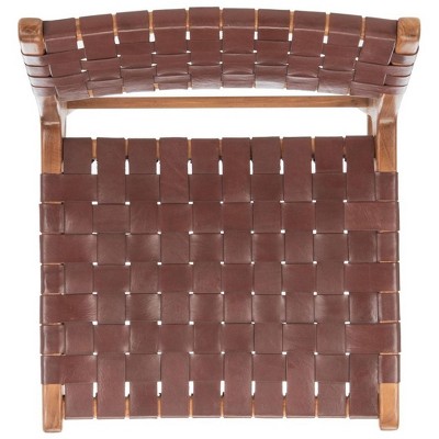 Cognac and Natural Woven Leather Side Chairs, Set of 2