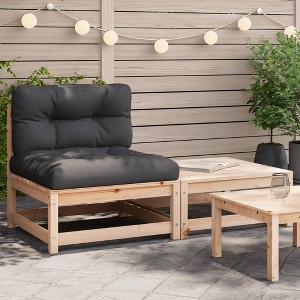 vidaXL Patio Sofa Armless with Cushions and Footstool - 1 of 4