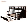 Grungis Twin Over Full Loft Bed with Twin size Trundle and Storage Staircase,Modern Bunk Bed with Guardrail,Loft and Bunk Bed for Bedroom - 3 of 4