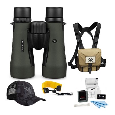 Vortex 10x50 Diamondback Roof Prism Binoculars with Glasspak Harness Case Bundle