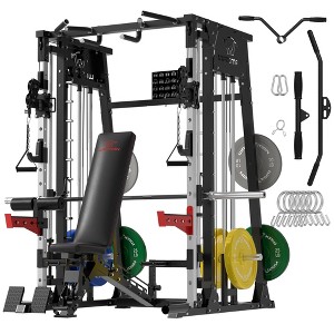 Waxman Pro Smith Machine with Cable Crossover, Multi-Function Squat Rack Power Cage for Home Gym, Power Rack System with Packages - 1 of 1