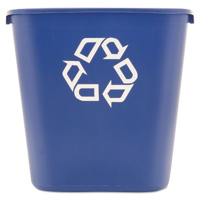 Rubbermaid Commercial Medium Deskside Recycling Container Rectangular Plastic 28.125qt Blue 295673BE