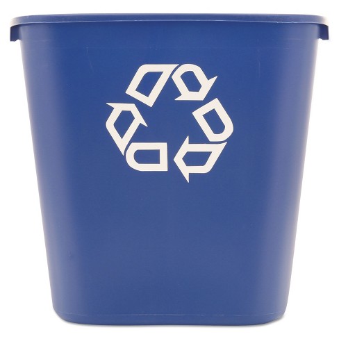 Rubbermaid Commercial Medium Deskside Recycling Container Rectangular Plastic 28 
