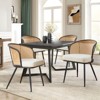 Bekrvio Rattan Dining Chairs - Cane Back & Curved Arm,Boucle Fabric Upholstered, Mid Century Modern Kitchen Chairs for Living Room - 3 of 4