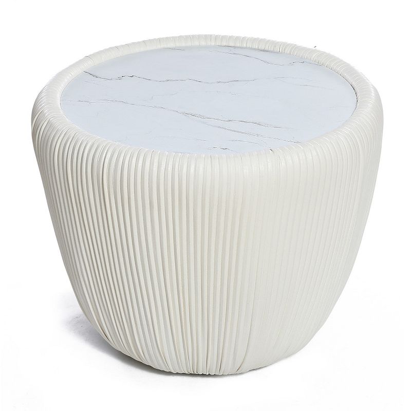 LuxenHome White Round Accent Side Table, 2 of 5