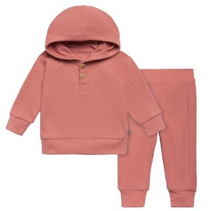Modern Moments™ by Gerber Baby Girls' 2-Piece Hoodie and Pant Set, Medium Rose - 1 of 4