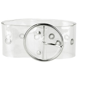 Allegra K Women's Grommet Clear Wide Waist Belts for Dresses Transparent Belts Pin Buckle 1 Pc - 1 of 4