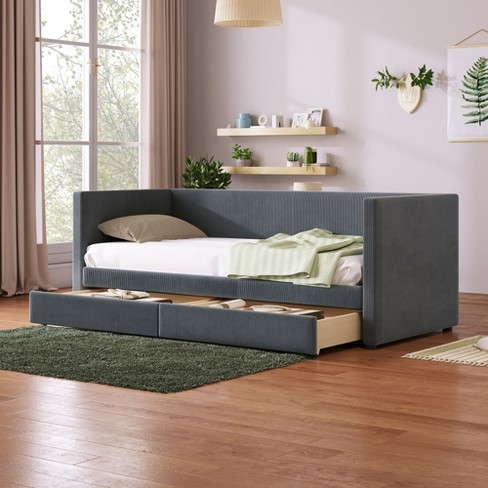 NicBex Twin Size Daybed with Storage Upholstered Corduroy Fabric Daybed Frame with 2 Spacious Drawers for Apartment - image 1 of 4