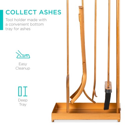 Gold 5-Piece Antique Fireplace Tool Set with Ergonomic Handles