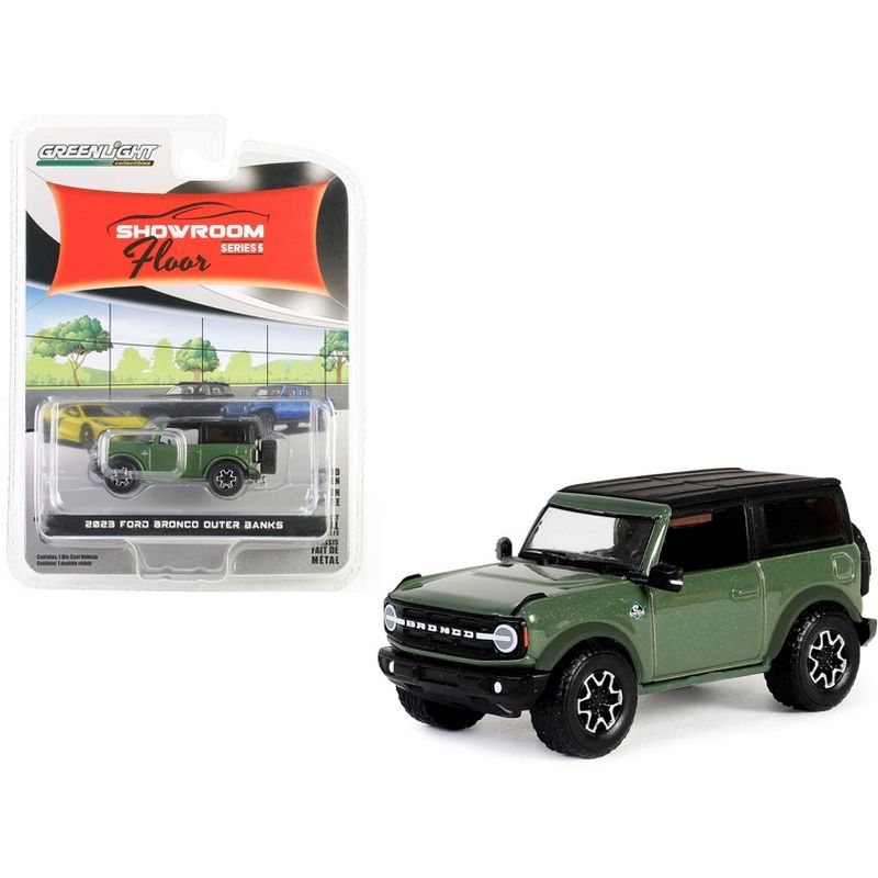 2023 Ford Bronco Outer Banks Eruption Green Metallic w/Black Top "Showroom Floor" Series 5 1/64 Diecast Model Car by Greenlight, 1 of 4