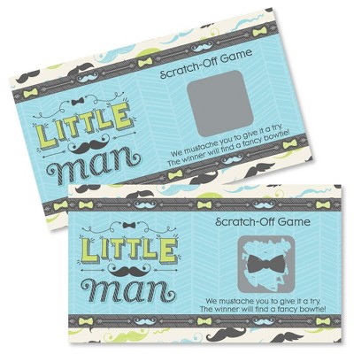 Advice Game Pack of 16 Baby Shower Prediction Boys Blue Moustache Theme 