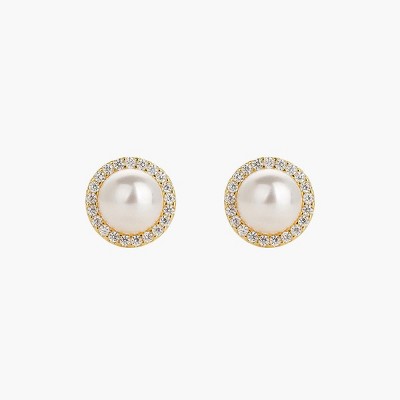 Bearfruit Jewelry Sterling Silver 18k Gold Plated Eleanor Cultured Pearl Stud Earrings