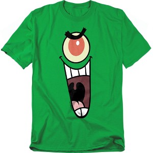 Spongebob Plankton Sinister Face Adult T-Shirt Kelly Green Large - 1 of 4