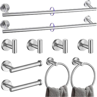 10 Pieces Brushed Nickel Bathroom Hardware Accessories Set, 27.5 Inch Towel Bar Set