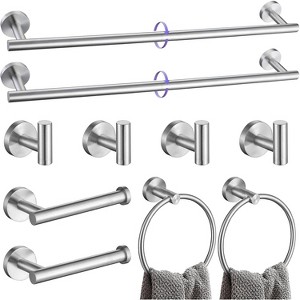 10 Pieces Brushed Nickel Bathroom Hardware Accessories Set, 27.5 Inch Towel Bar Set - 1 of 4
