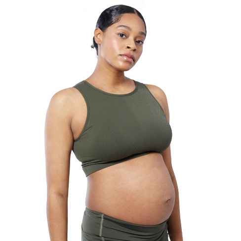 Ingrid & Isabel Maternity Seamless Cooling Longline Sports Bra Forest Night  Green Size XS