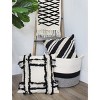 AuldHome Design Boho Farmhouse Throw Pillow Covers, 16 x 16 Black and Off White Fringed Couch Pillows - 4 of 4
