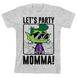 Teen Titans Go! Let's Party Momma! Boy's Heather Grey T-shirt - 1 of 3