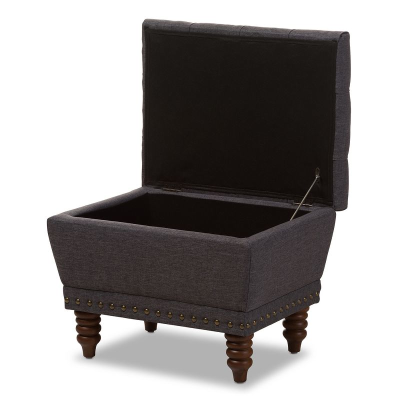 Annabelle Modern and Contemporary Wood Finish with Fabric Upholstered Button - Tufted Storage Ottoman - Baxton Studio, 4 of 9
