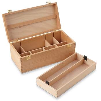 7 Elements Large Wooden Artist Tool Box and Art Supply Storage Organizer with Drawer