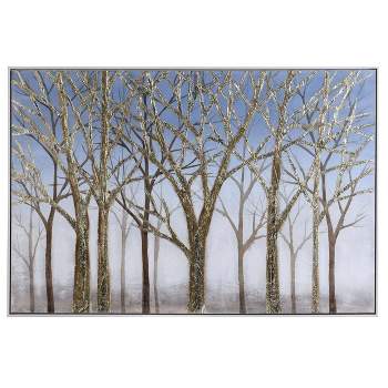 Timber Sky Hand Painted Framed Landscape Canvas Blue - StyleCraft