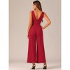 Allegra K Women's Elegant Sleeveless Backless Cutout High Waist Wide Leg Romper Jumpsuits - 3 of 4