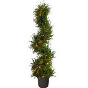 Nearly Natural 45-in Spiral Cypress Artificial Tree with 80 Clear LED Lights UV Resistant (Indoor/Outdoor) - 1 of 4