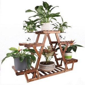 Artloge 6 Tier Carbonized Wood Plant Stand Heavy Duty Triangle Flower Pot Rack for Garden Balcony Patio Home Decor - 1 of 4