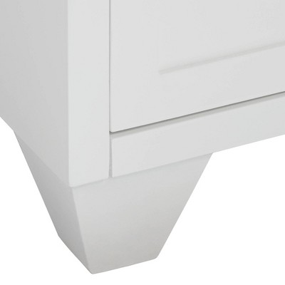 White MDF Office Cabinet with Adjustable Shelving and Gold Hardware