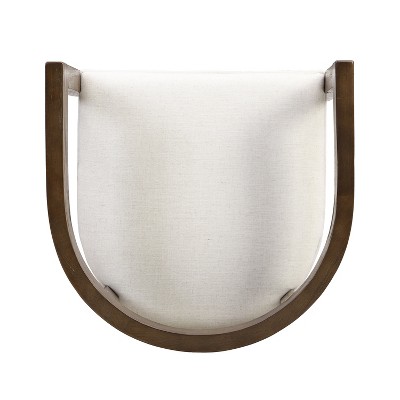 Beige Upholstered Wood Dining Chairs with Open-Back Design, Set of 2