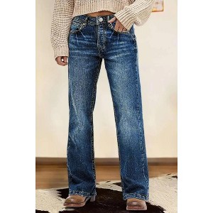 Women's High Waist Slim Wide Leg Jeans Stretchy Casual Denim Pants