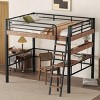 Streamdale Metal Full Size Loft Bed with Built-in Desk, Storage Shelf and Ladder, Black - 2 of 4