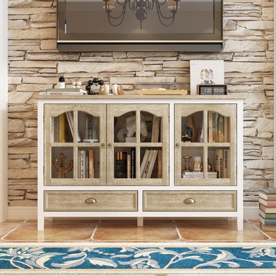 FUFU&GAGA Brown Retro Style Pantry Cabinet, Large Capacity Storage, Multi-functional Application, Creating Elegant Home Space