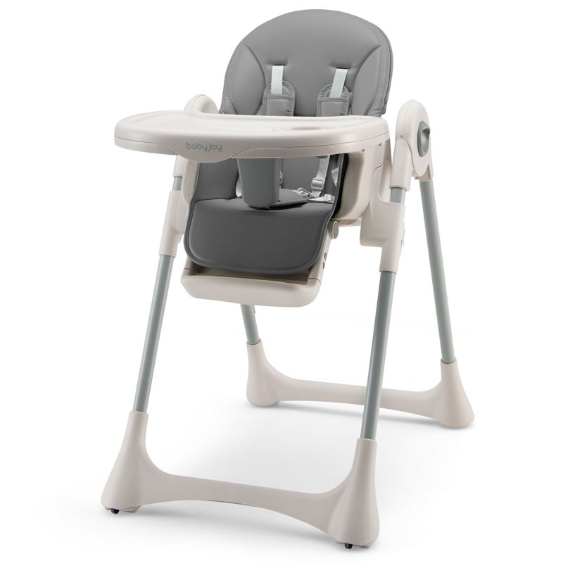 Infans Baby High Chair Folding Baby Dining Chair w/ Adjustable Height & Footrest Gray, 1 of 8