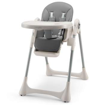 Infans Baby High Chair Folding Baby Dining Chair w/ Adjustable Height & Footrest Gray