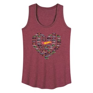 Women's - Hot Wheels - Valentine's Hot Wheels Heart Graphic Racerback Tank - 1 of 4