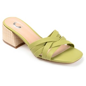 Journee Collection Womens Moree Open Square Toe Block Heel Sandals Green 8.5 - 1 of 4