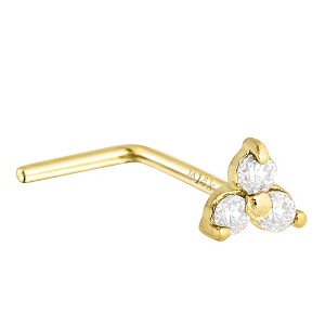 Jewelry Avalanche 22G 14K Gold 3-stone 0.03ctw Moissanite L-Shape Nose Stud - 1 of 4