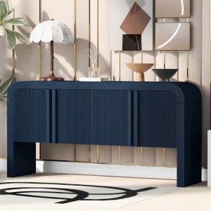 Striped Storage Cabinet with 4 Doors , Adjustable, Suitable for Study,Entrance and Living Room - 1 of 4
