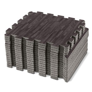 Sorbus 3/8-Inch Thick Foam Interlocking Wood Mats Puzzle Wood Tiles with Borders – for Home Office Playroom Basement (16 Tiles 16 Sq ft) - 1 of 4